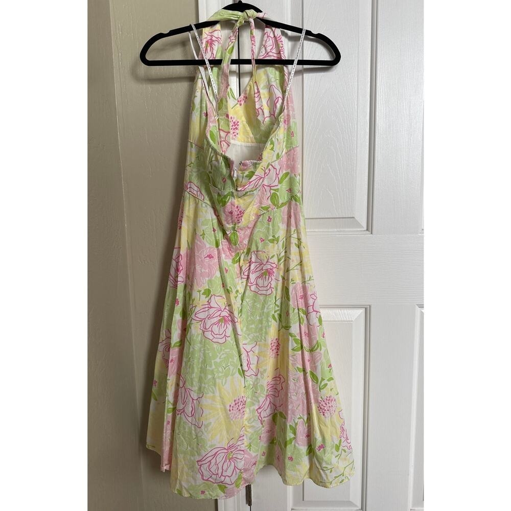 Lilly Pulitzer Vintage Floral Halter Midi Dress | Pink‎ & Green | Size 12 - Picture 2 of 5